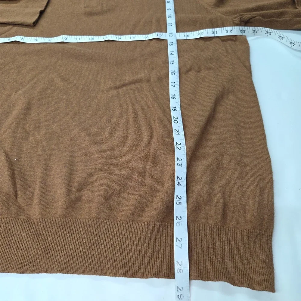 Banana Republic Men Brown Premium Luxe Yarn Quarter Zip Sweater XL Silk Cashmere